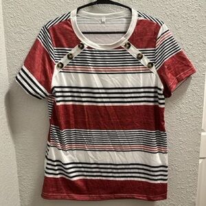 Red and Black Boxy Short Sleeve Tee